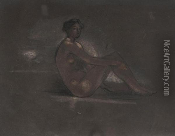 Seated Nude Oil Painting - Arthur Bowen Davies