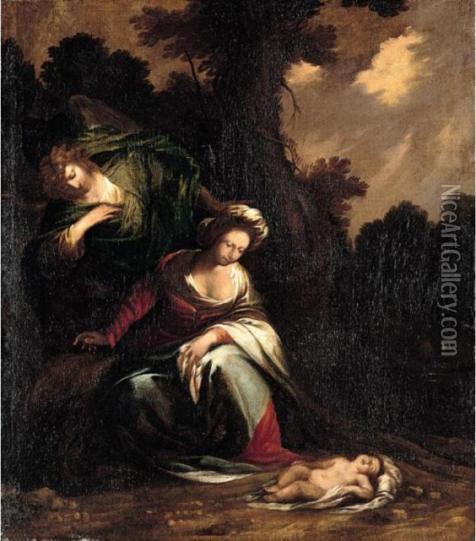 Hagar And The Angel Oil Painting - Pietro della Vecchia