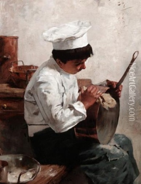 The Chef's Boy Oil Painting - Edouard (John) Menta