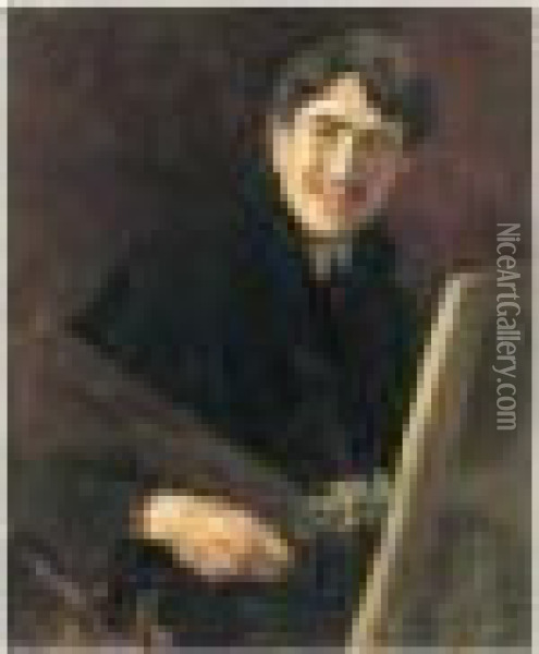 Portrait De L'artiste Souriant, Vers 1905 Oil Painting - Roger de La Fresnaye
