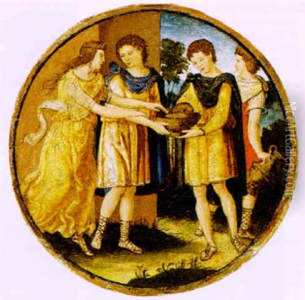 Scena Di Storia Romana Oil Painting - Baldassare Peruzzi
