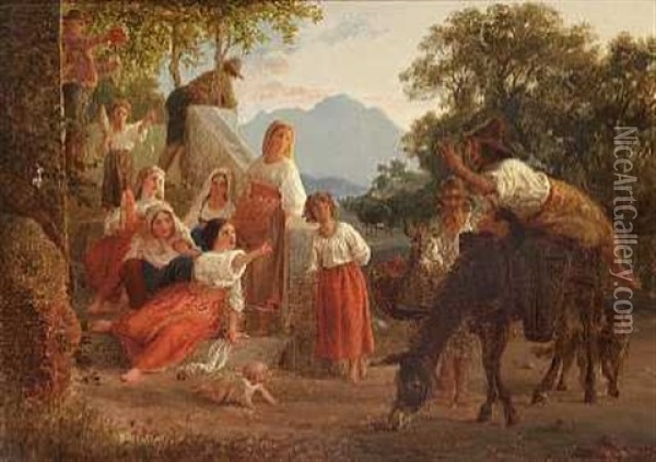 Scene Af Det Italienske Folkeliv Oil Painting - Lorenz Frolich