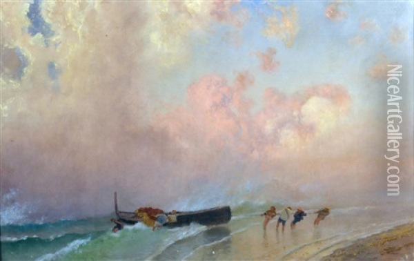 Barche A Secco Oil Painting - Eduardo Dalbono