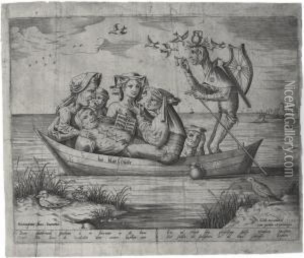 Die Blau Schuyte: The Ship Of Depravity Oil Painting - Pieter van der Heyden