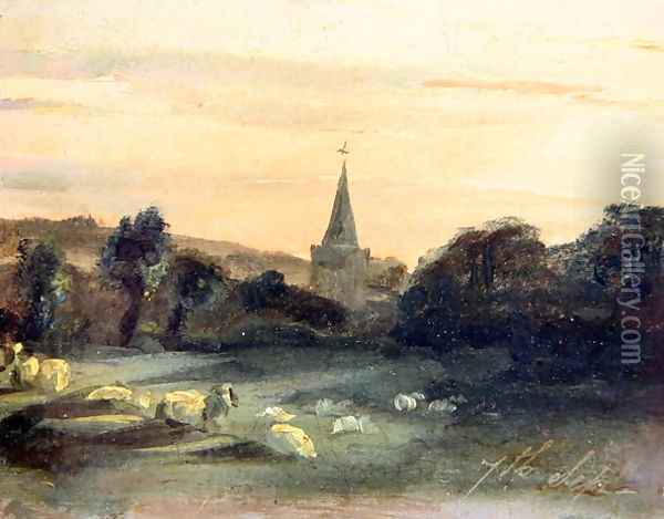 Stoke Poges Church Oil Painting - Thomas Churchyard