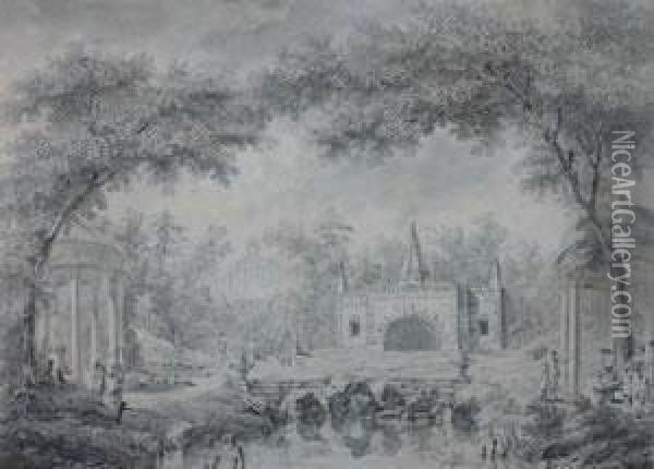 Garden Of Circular Temples Oil Painting - Jacques Francois Blondel