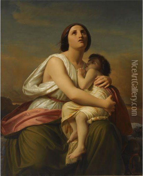 A Mother And Child Oil Painting - Christian Kohler