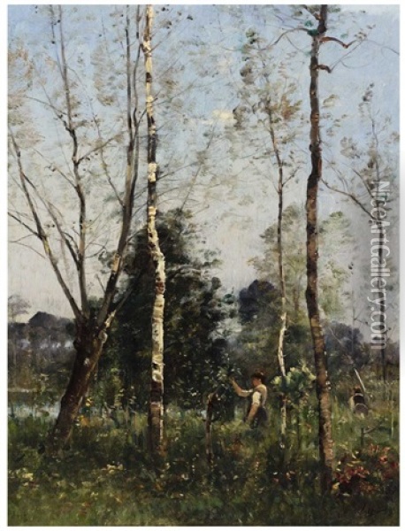 In The Forest Of Fontainebleau Oil Painting - Louis Aime Japy