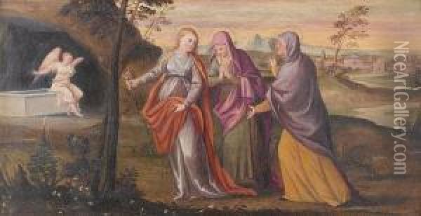 The Three Marys At The Sepulchre Oil Painting - Antonio Palma
