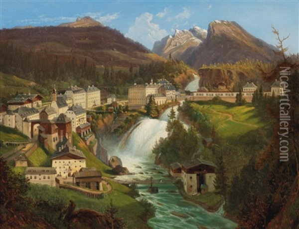 View Of Bad Gastein Oil Painting - Emil Ludwig Lohr