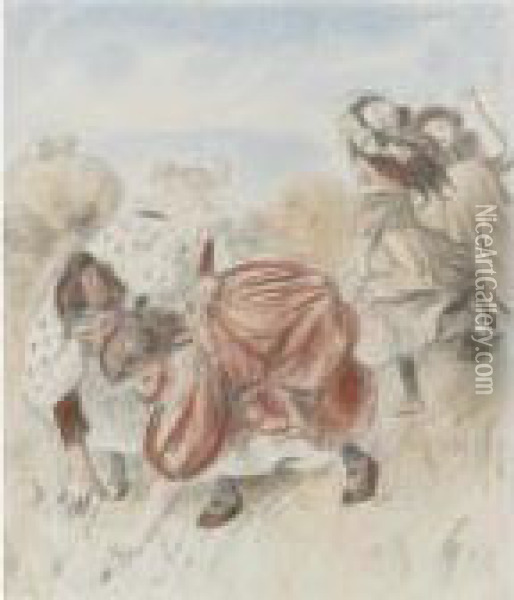 Enfants Jouant A La Balle (d.; S. 32) Oil Painting - Pierre Auguste Renoir