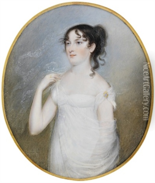 A Young Lady As A Bride Oil Painting - Thomas Hazlehurst