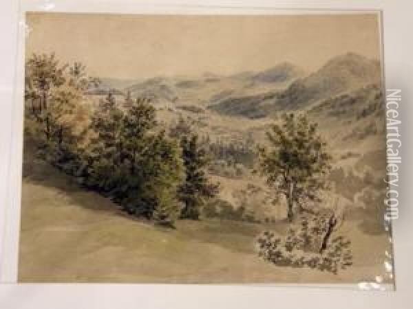 Blick In Ein Weites Tal Oil Painting - Josef Hoger