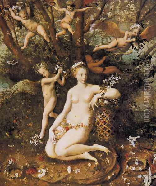 The Triumph of Flora c. 1560 Oil Painting - Master of Flora