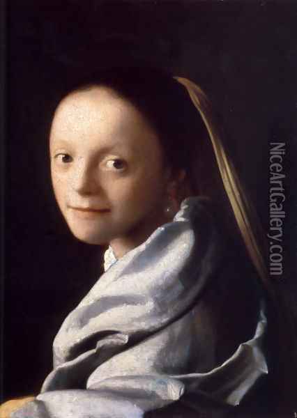 Portrait of a Young Woman 1666-67 Oil Painting - Jan Vermeer Van Delft