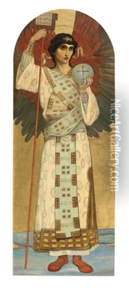 Der Heilige Erzengel Michael (+ Der Heilige Erzengel Gabriel; Pair) Oil Painting - Viktor Mikhailovich Vasnetsov