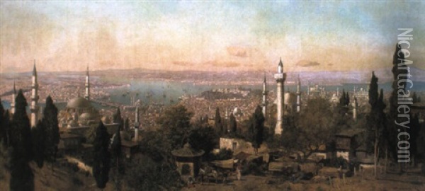 A View Of Constantinople Oil Painting - Edmund Berninger