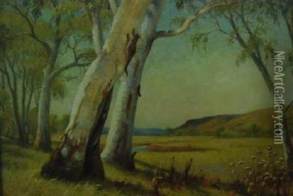 Under The Gum Trees Oil Painting - Florence Fitzgerald