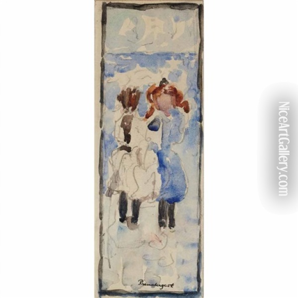 Two Children Oil Painting - Maurice Prendergast