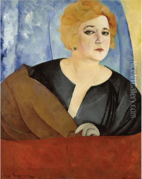 Portrait Of Anne Sergeevna Sergeeva Oil Painting - Boris Dimitrevich Grigoriev