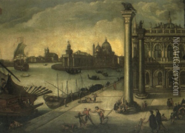 View Of The Molo, Venice Oil Painting - Joseph Heintz the Elder