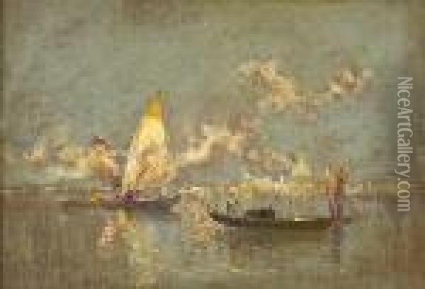 Venetian Harbor Scene Oil Painting - Arthur Vidal Diehl