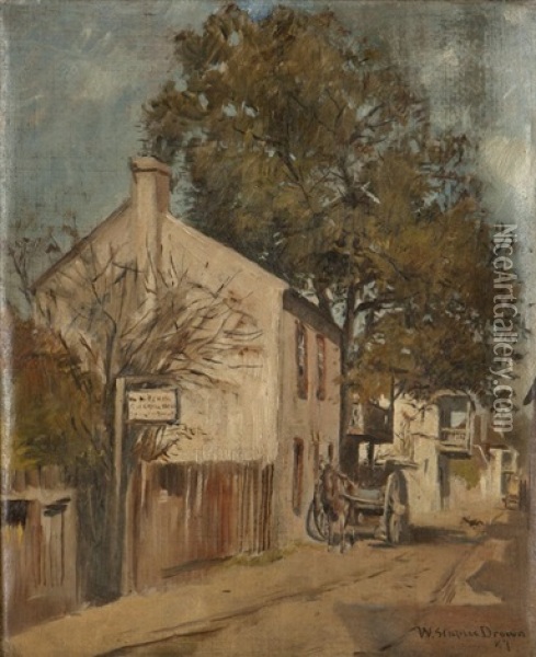 Street Scene With Horse Drawn Cart Oil Painting - William Staples Drown