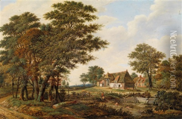 Waldlandschaft Mit Einem Bauernhof Oil Painting - Pieter Barbiers the Elder