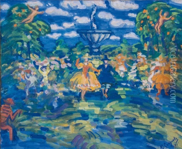 Festgesellschaft In Einem Park Oil Painting - Nikolai Nikolaevich Sapunov