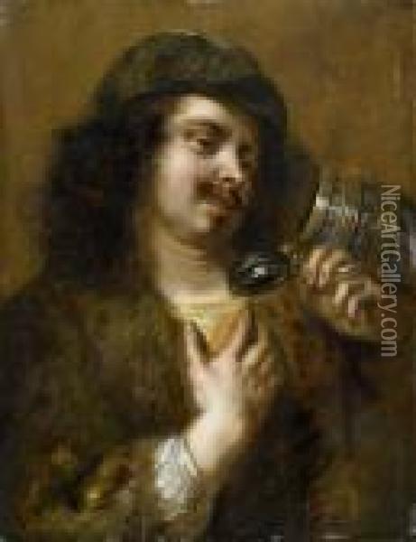 Young Man With A Tankard Oil Painting - Jan Cossiers