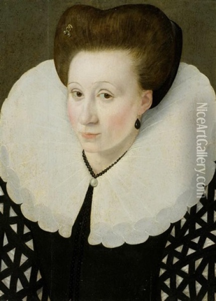 Portrat Einer Dame Mit Einer Perlenkette Oil Painting - Francois Quesnel