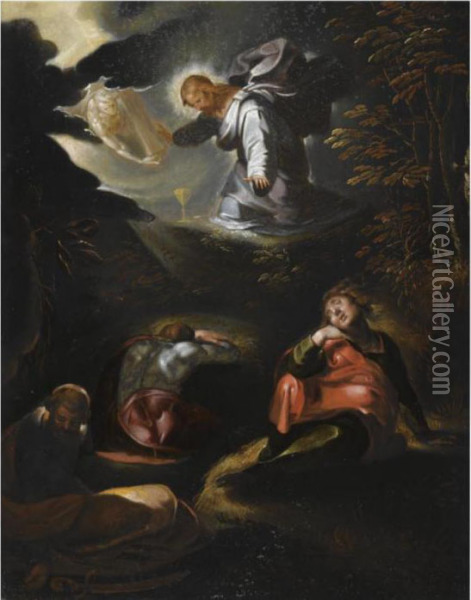 Christ Appearing To The Sleeping Apostles Oil Painting - Abraham Bloemaert