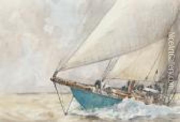 The J-class Yacht 'astra' Oil Painting - Arthur John Trevor Briscoe