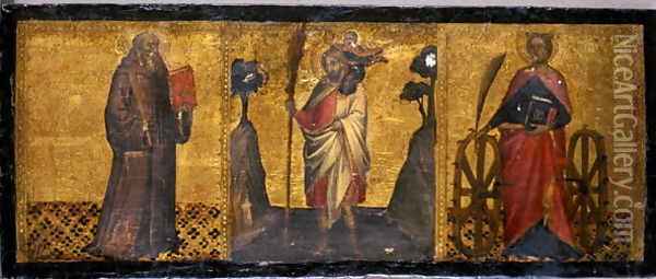 St. Benedict, St. Christopher and St. Catherine, c.1400 Oil Painting - Luca Spinello Aretino