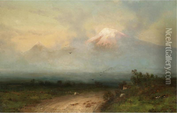 Mount Ararat Oil Painting - Georgii Zakharovich Bashindjiagan