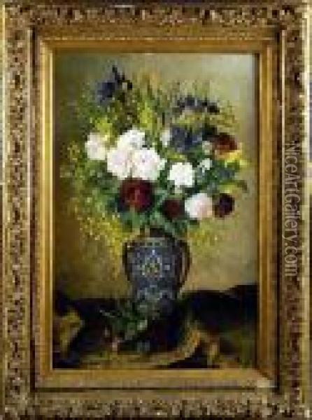 [vase Garni De Fleurs.] Oil Painting - Jules Felix Ragot