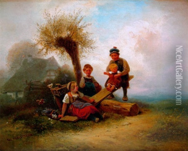 Lustiges Spiel Oil Painting - Wilhelm Alexander Meyerheim