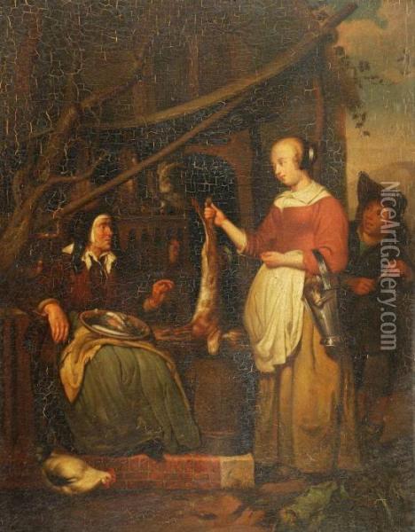 The Poultry Seller Oil Painting - Frans van Mieris
