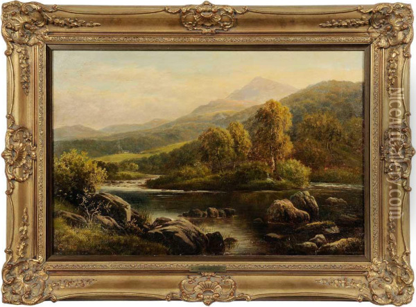 View Of The Llugry,north Wales Oil Painting - George Alexander