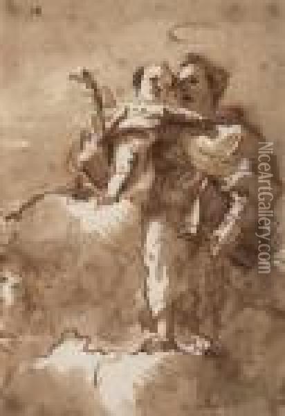 Der Heilige Antonius Mit Dem Christuskind Oil Painting - Giovanni Domenico Tiepolo