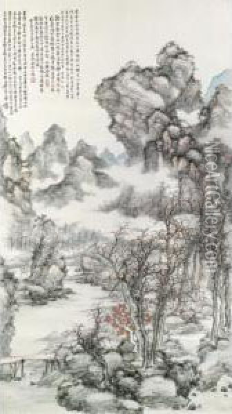 Magnificent Mountain Scenery Oil Painting - Jin Cheng