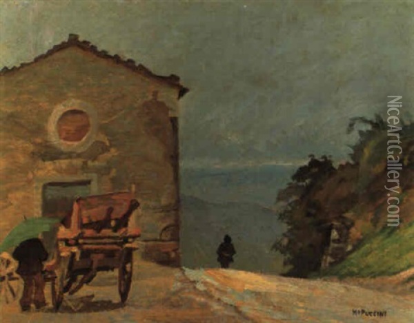 Effetto Di Pioggia Oil Painting - Mario Puccini