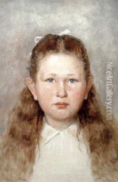 Portrait Of The Artist's Daughter, Eliza Oil Painting - Edward Van Goethem