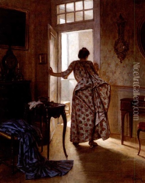The Indiscretion Oil Painting - Auguste Felix Bauer