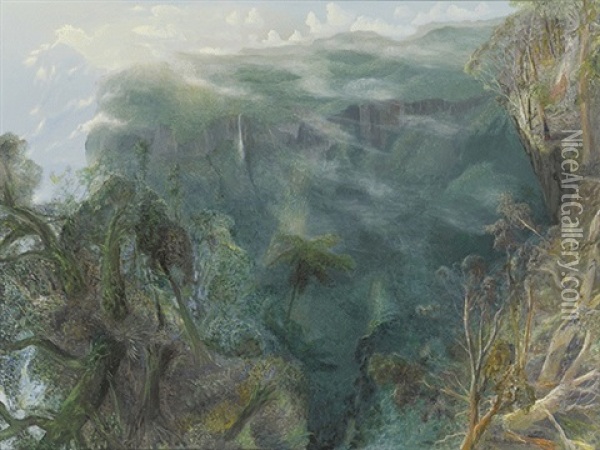 Landscape With Veiled Mountains Oil Painting - William Robinson