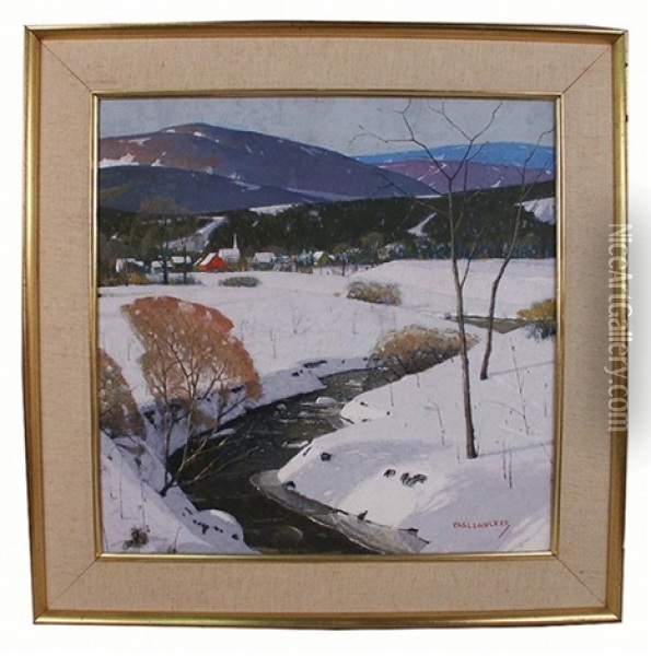 Winter Landscape With River Oil Painting - Carl Lawless