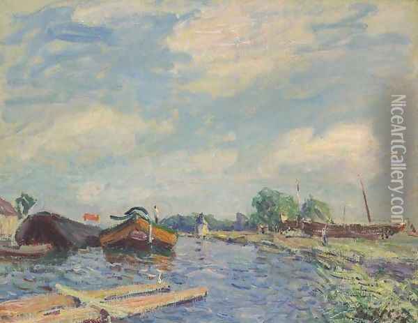 The Canal at Saint-Mammes Oil Painting - Alfred Sisley