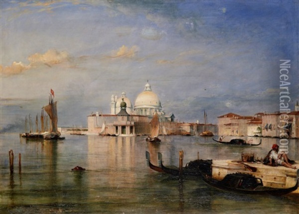 Utsikt Over Canal Grande Och S:ta Maria Della Salute Oil Painting - William Simson