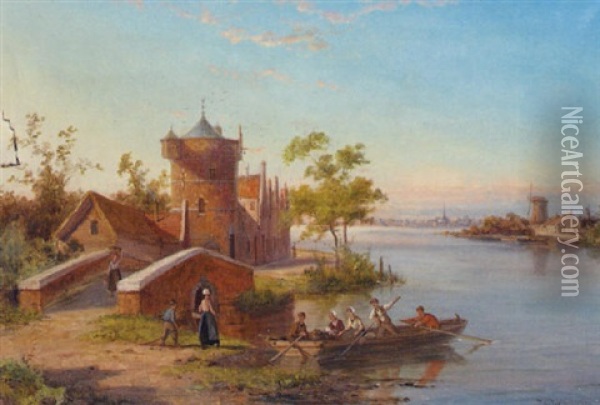 The Tollhouse At Enkhuizen, Holland Oil Painting - William Raymond Dommersen