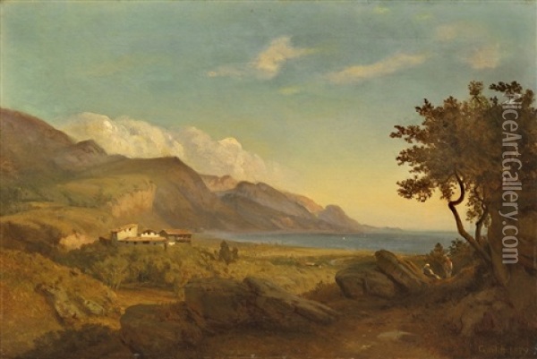 Blick Auf Den Gardasee Oil Painting - Ludwig Heinrich Theodor (Louis) Gurlitt